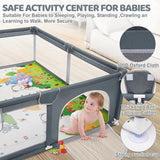 Large Baby Playpen with Mat - 200 x 180 cm Baby Play Yard for Toddler Indoor & Outdoor Kids Activity Center, Sturdy Safety Play Yard with Soft Breathable Mesh