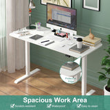 Standing Desk Electric Height Adjustable Sit Stand Desk 120 * 60cm Motorised Home Office Computer Workstation White Desktop and White Frame