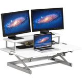 Standing Desk Converter 90cm Pneumatic Height Adjustable with Monitor Riser, White