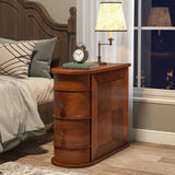 Solid Wood End Table, 2-Drawer Narrow Side Table Slim Chair Side Table, No Assembly Required, Finished Back, Walnut