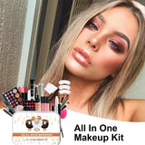 Beginner Makeup Kit - Travel Makeup Kit with Cosmetic Bag - Includes Eyeshadow Palette, Mascara, Lip Gloss, Foundation, Beauty Sponge