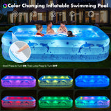 Inflatable Pool with Lights, 270cm Giant Family Inflatable Swimming Pool for Kids,Adults, Blowup Pool Solar Powered,Large Kiddle Pool,Oversized Thickened Pool for Backyard-Blue