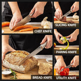 Kitchen Knife Set with Rotating Stand - Sharp Stainless Steel Knives Set - 360 Degree Rotating Block