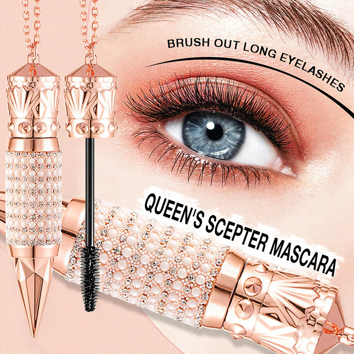 Mascara, 2 PCS, 4D Black False Lash Effect Volume Nature, Sparkling Diamond Mascara, Lengthening Waterproof Smudge-Proof Mascara, Long-Lasting 24H, Lash Building for Volume Glam Lashes