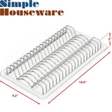 Plate Drying Rack with 19 Compartments and Drainboard, Chrome