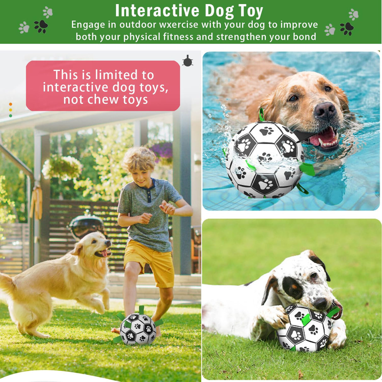 Dog Toys, Interactive Dog Football Toys with Grab Tabs, Durable Dog Balls for Small Medium Breed Dog Water Toy Indoor & Outdoor, Toy for Dogs,6 inches