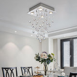 Modern Crystal Raindrop Chandelier Lighting Flush Mount LED Ceiling Light Fixture Pendant Lamp for Dining Room Bathroom Bedroom Livingroom 4 GU10 LED Bulbs Required Width 35 cm Height 50 cm