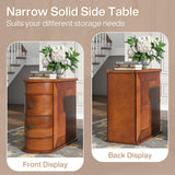 Solid Wood End Table, 2-Drawer Narrow Side Table Slim Chair Side Table, No Assembly Required, Finished Back, Walnut