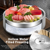 Stainless Steel Chilled Serving Tray, Silver Cold Serving Tray Platter with Ice Chamber, Shrimp Cocktail Serving Dish with Ice, Chilled Serving Bowl for Party Fruit Food Buffet