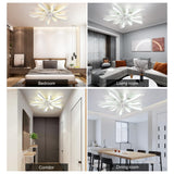 Ganeed Modern Dimmable White LED 5-Lights Ceiling Fan with Lights, 70cm Small Semi Flush Mount Silent Ceiling Fan with Lamp, Reversible 6-Speed Ceiling Fan Lighting Fixture for Living Room Bedroom