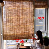 Natural Reed Curtain with Lifter, Bamboo Blind for Outdoor and Indoor, Bamboo Roller Blinds, Shades-Reed Curtain, Patio Shade Lifting Shutters