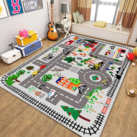 Play Mat Kids Rug Carpet Playmat Extra Large Learn Have Fun Safe Road Traffic System Multi Color Study Activity Centerpiece Play Mat for Playing with Cars for Bedroom Playroom