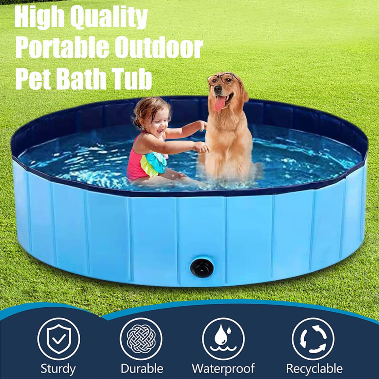 Foldable Dog Pool, Collapsible Hard Plastic Dog Swimming Pool,Portable Bath Tub for Pets Dogs and Cats,Pet Wading Pool Portable Suitable for Indoor and Outdoor use