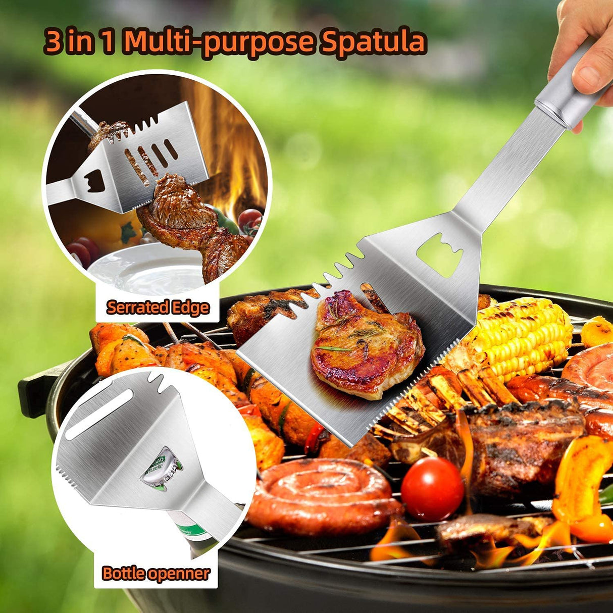 Barbecue Tool Sets with BBQ Apron,Increase Size(16in/40cm) Greater Safety,Barbecue Grill Tool Set,BBQ Grill Kit for Barbecue Indoor Outdoor,House Party and Picnic Stainless Steel BBQ Accessories