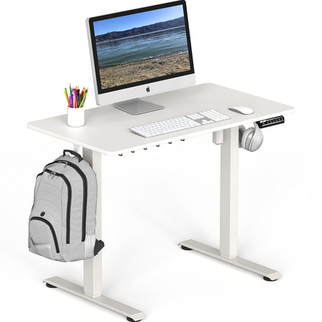 Electric Height Adjustable Sit Stand Desk with Hanging Hooks and Cable Management, 100 x 55 cm