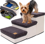 Dog Stairs for Small Dogs - Pet Stairs for Beds and Couch, Foldable Dog Stairs with 3 Storage Boxes - Pet Steps for dog steps small dog,Non-Slip Bottom Dog Steps