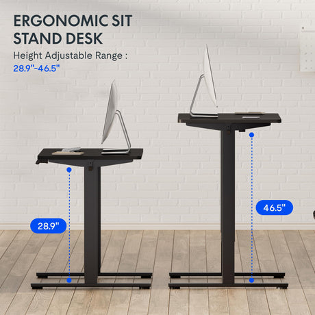 Standing Desk Height Adjustable Desk 120cm Whole-Piece Desktop Electric Sit Stand Up Desk Memory ControllerHome Office Desks (Black Frame + 120cm Black Table Top, 2 Packages)…