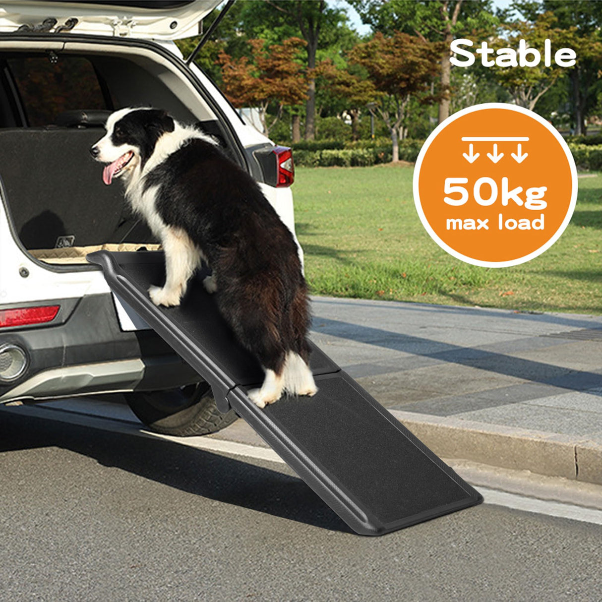 Dog Ramp for SUV,Truck,2 layer Car Stairs Step Ladder for Pet,Non-Slip,Foldable,Portable,for Large Dogs - Lightweight Plastic Frame,50kg,Black capacity