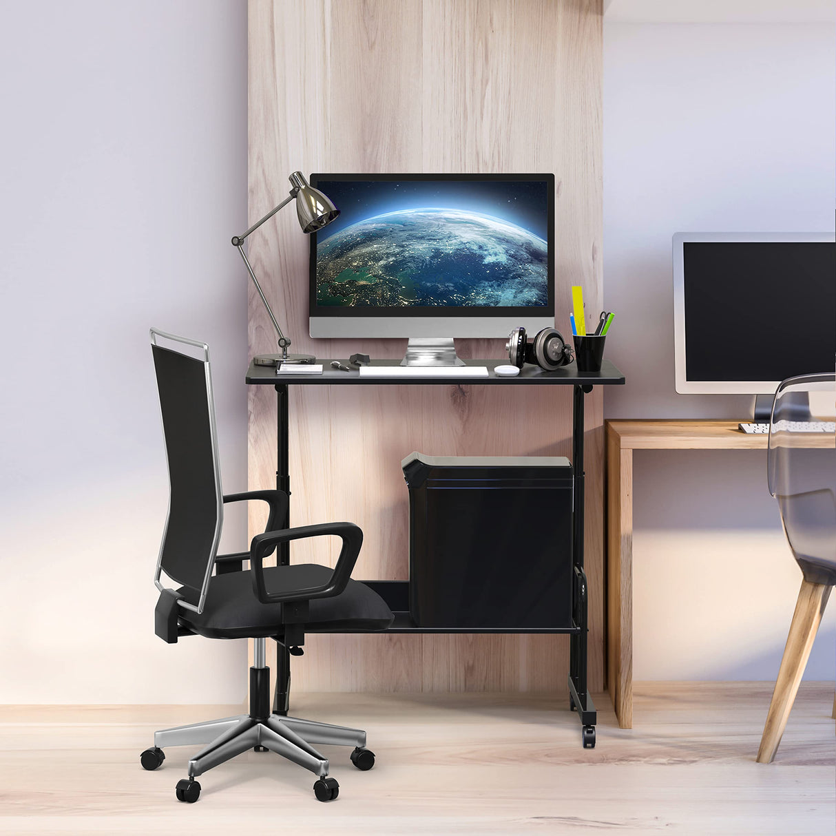 Adjustable Mobile Standing Desk, Black