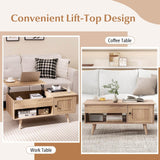 Lift Top Coffee Table with Storage, Living Room Table with Hidden Compartment, Cabinet & Open Shelf, Flip Top Center Table, Pull up Coffee Table for Home, Office