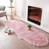 Ultra Soft Fluffy Rug Pink Faux Sheepskin Fur Rug Shaggy Couch Cover Furry Carpet for Kids Room Fuzzy Plush Rug for Bedroom Living Room Runner, 2x6 Feet (Sheepskin Shape,Pink)