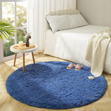 Fluffy Round Rug Carpets, Modern Shaggy Circle Rug for Kids Bedroom Extra Comfy Cute Nursery Rug Small Circular Carpet for Boys Girls Room Home Decor Area Rug, 4ft Rugs, White