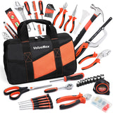 Home Tool Set, 219-Piece Basic Household Repairing Tool Kit With 13-Inch Large Opening Tool Bag, Orange General Hand Tools Set, Great Gifts for Homeowner Beginners DIY