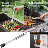 Barbecue Tool Sets with BBQ Apron,Increase Size(16in/40cm) Greater Safety,Barbecue Grill Tool Set,BBQ Grill Kit for Barbecue Indoor Outdoor,House Party and Picnic Stainless Steel BBQ Accessories