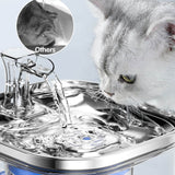 Pet Water Fountain 2L, 304 Stainless Steel Smart Pet Drinking Fountain, Ultra-Quiet and Circulating Water Filtration System for Cat Water Fountain