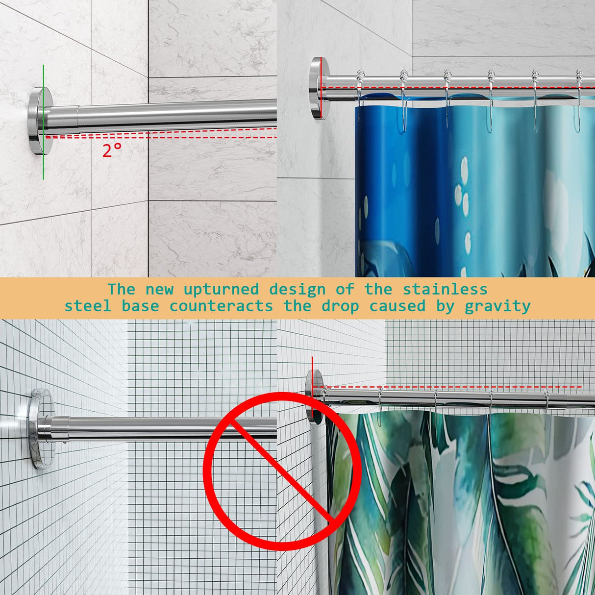 Stretchable 304 Stainless L Shaped Bathroom Bathtub Corner Shower Curtain Rod Rack (70-100cm X 70-100cm), Drill Free Install, for Bathroom, Clothing Store, Private space