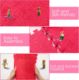 Fluffy Area Rug, 30cm Square Plush Foam Floor Mat Playmat for Kids, 4Pcs Shaggy Detachable Furry Carpet, Couch Cover Seat Cushion Play Mat for Bedroom Playroom Decor