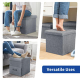 Folding Ottoman Storage Cube Footstool with Drawer Stool Blanket Box Oxford Linen 40x40x40cm