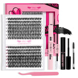 𝑷𝑹𝑶 DIY Lash Extension Kit 280Pcs Lash Clusters Eyelash Extension Kit with Lash Bond and Seal Lash Applicator Individual Lashes Kit Eyelash Brush DIY Various Styles Easy to Apply at Home(30D+40D-9-16mix Kit)