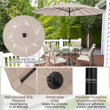 2.7M Round Patio Umbrella, Outdoor Market Umbrella w/ 18 Fiberglass Ribs, Push Button Tilt, Crank, Fade-resistant Canopy & Ventilation, Aluminum Table Umbrella for Backyard, Pool, Beach