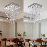 Modern Crystal Raindrop Chandelier Lighting Flush Mount LED Ceiling Light Fixture Pendant Lamp for Dining Room Bathroom Bedroom Livingroom 4 GU10 LED Bulbs Required Width 35 cm Height 50 cm