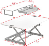 Height Adjustable Standing Desk Converter with Pneumatic Lift and Monitor Riser, 36-Inch, White