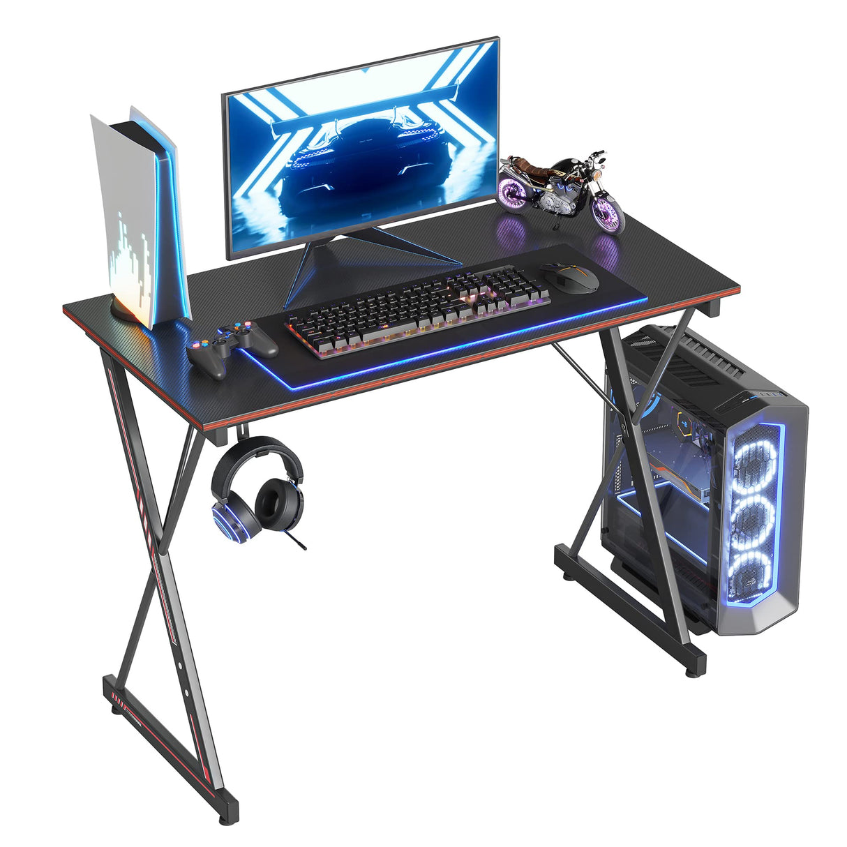 Gaming Desk 32 Inch PC Computer Desk, Home Office Desk Table Gamer Workstation, Simple Game Table, Black