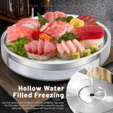 Stainless Steel Chilled Serving Tray, Silver Cold Serving Tray Platter with Ice Chamber, Shrimp Cocktail Serving Dish with Ice, Chilled Serving Bowl for Party Fruit Food Buffet