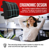 Chair Cushion, Seat Cushion for Office Chair, Lumbar Support Pillow for Chair, Car Seat Cushion, Back Support Memory Foam Pillow Washable Cover (Black)