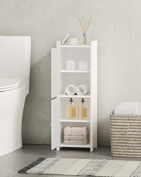 Bathroom Storage Cabinet, Corner Floor Cabinet with 2 Doors and Adjustable Shelf, Narrow Toilet Paper Cabinet, Bathroom Organizer for Small Spaces, White BC19913X