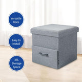 Folding Ottoman Storage Cube Footstool with Drawer Stool Blanket Box Oxford Linen 40x40x40cm