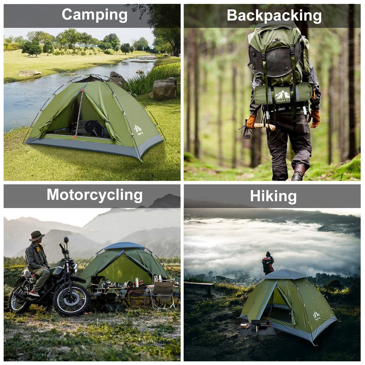 Night Cat Backpacking Tent fo 1 Person 2 Persons Easy Setup by Clip Waterproof Lightweight protable Camping Hiking Tent for Adults Kids Scouts Tent