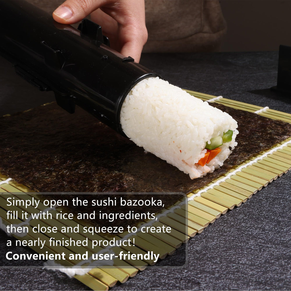 Sushi Making Kit, All in One Sushi Bazooka Maker with Bamboo Mats, Bamboo Chopsticks, Avocado Slicer, Paddle, Spreader, Sushi Knife, Chopsticks Holder, Cotton Bag, DIY Sushi Roller Machine