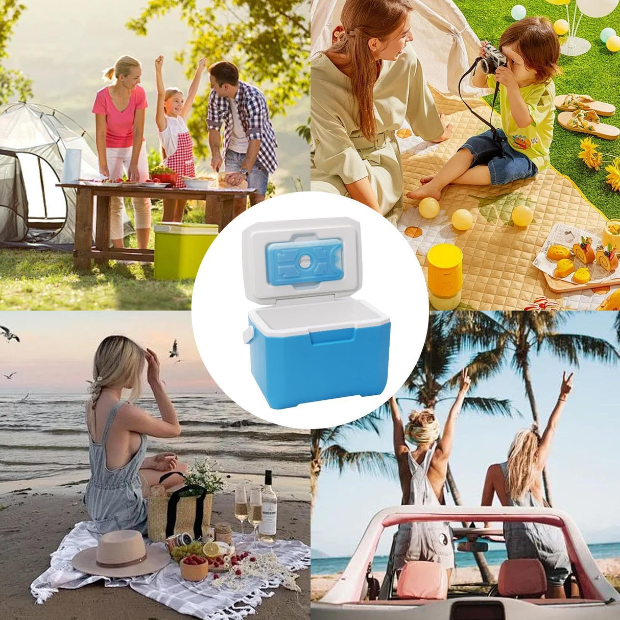 Small Cool Box for Food and Drinks - 6l Portable Cooler Box for Picnic, Lightweight Long-Lasting Ice Box with Handle, Leakproof Freezer Box, Cooler Bag Box for BBQ Camping Travel