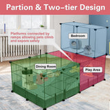 24 Panels Small Animal Pet Playpen,72" x 24" x 16" Small Animal Cage,Expandable C&C Cage for Guinea Pigs, Metal Grids Hedgehog Cage Guinea Pig Cages,Rabbit Cage Indoor with PVC Waterproof Mat