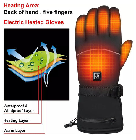 Men Electric Heated Gloves Touch Screen Motorcycle Gloves Hand Warmers Gloves