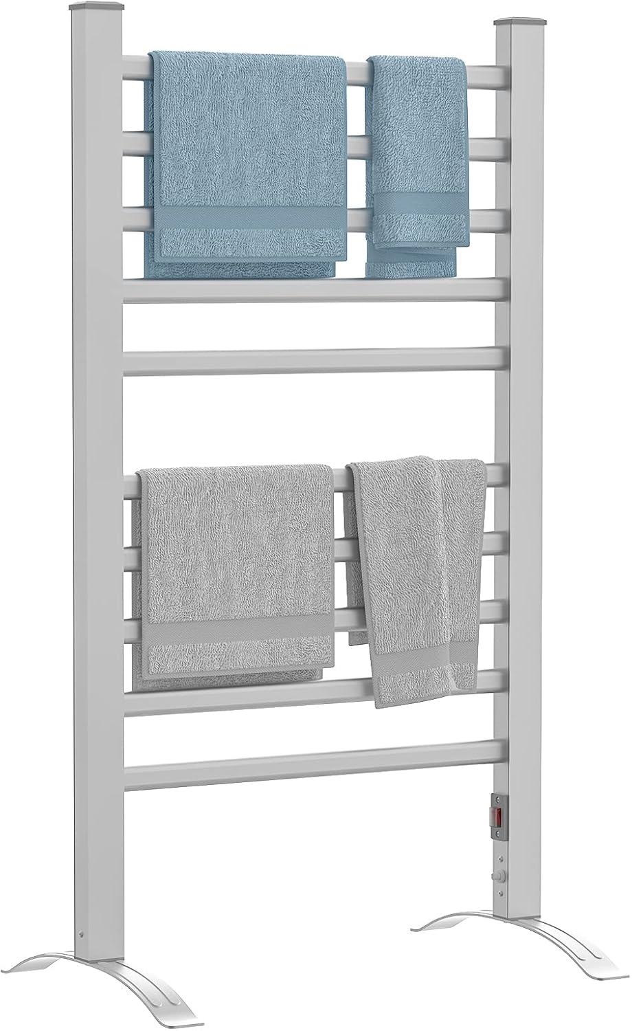 Heated Towel Rail, Electric Towel Warmer Rack, Freestanding Electric Rails Dryer Warmer Ladder Rack, 10-Bar