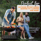 Portable Outdoor Wood Fire Pit - 2-in-1 Steel BBQ Grill 26" Wood Burning Fire Pit Bowl w/Mesh Spark Screen, Cover Log Grate, Wood Fire Poker for Camping, Picnic, Bonfire