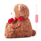 Bear Stuffed Animal Love Plush Toy with Bow for Valentine Day,Cute 10.6" Plushie with Rose Soft Small Cuddly Toy,Valentine’s Day Gifts for Girlfriend Boyfriend Her Girls Boys (Bear)