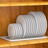 Plate Drying Rack with 19 Compartments and Drainboard, Chrome